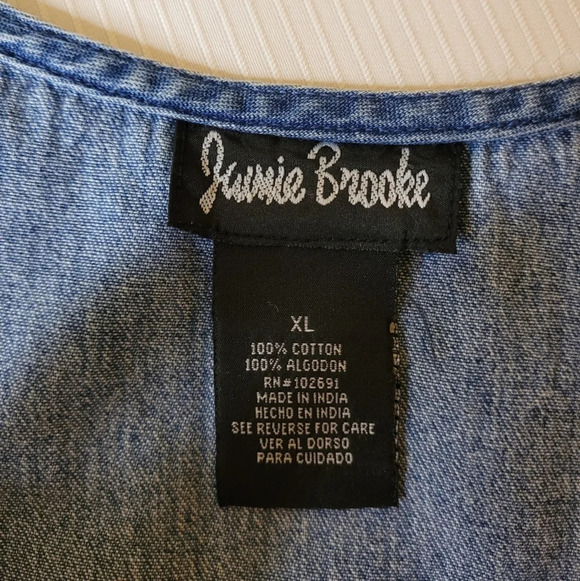 Vintage VTG Jamie Brooke Chambray Floral Dress sz XL - Picture 6 of 11